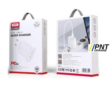 Мережевий зарядний пристрій: L105 (EU) 35W dual Type-c port fast charger White XOL105TPC фото