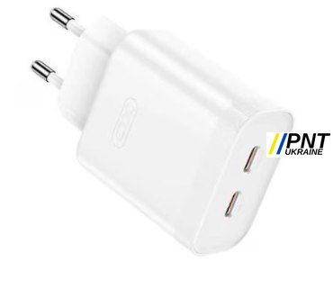 Мережевий зарядний пристрій: L105 (EU) 35W dual Type-c port fast charger White XOL105TPC фото