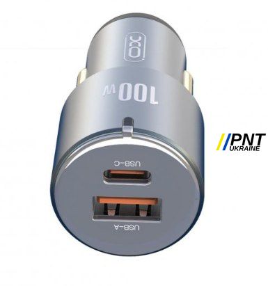 Aвтомобільний зарядний пристрій USB: CC47 PD65W+USB35W Shared 100W Metal High Power Car Charger XOCC4765W фото