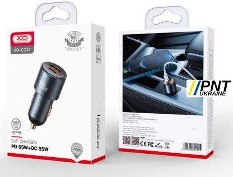 Автомобильное зарядное устройство для USB: CC47 PD65W+USB35W Shared 100W Metal High Power Car Charger XOCC4765W фото