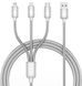 Кабель NB216 3 in 1 3A usb cable L=1.2M silver XONB216SI фото 1